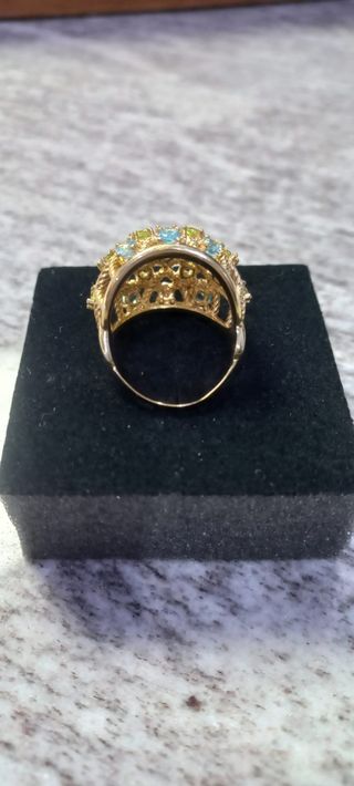 Anello 9 ct con argento e pietre pre