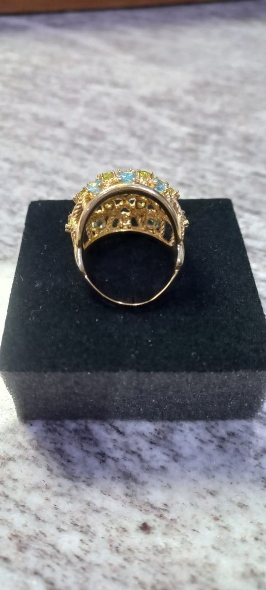 Anello 9 ct con argento e pietre pre