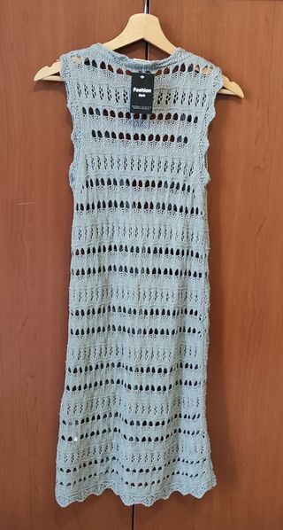 Gilet lungo beige/grigio, M