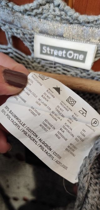 Gilet lungo beige/grigio, M