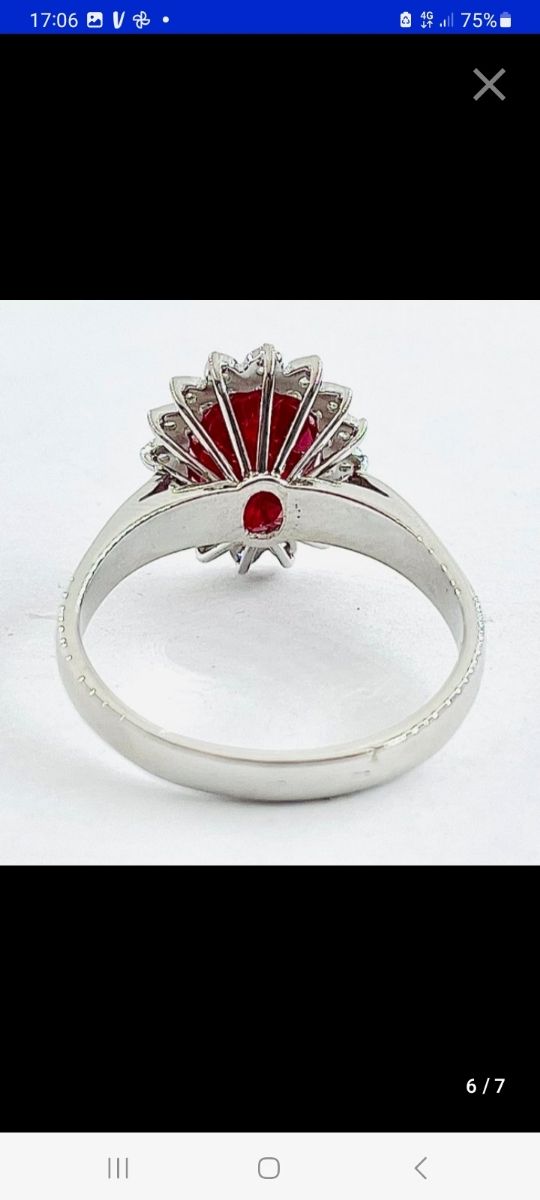 Anello oro 18 carati con rubino e diama