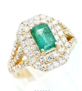 Anello 14 kt oro giallo smeraldo natural