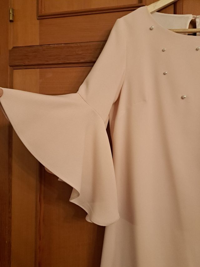 Vestido corto ceremonia color rosa claro