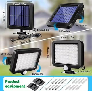 2x Lampade Faretti Solare Led Esterno 56LED Lampad
