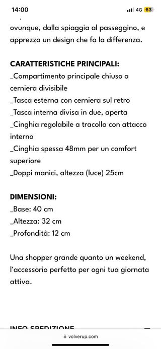 Borsa tracolla volverup unisex 