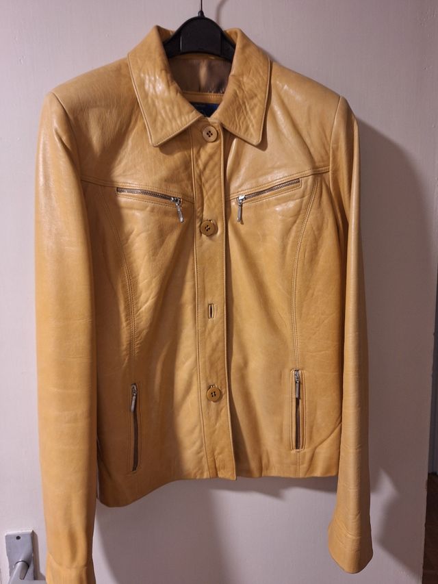 Chaqueta piel amarillo / mostaza