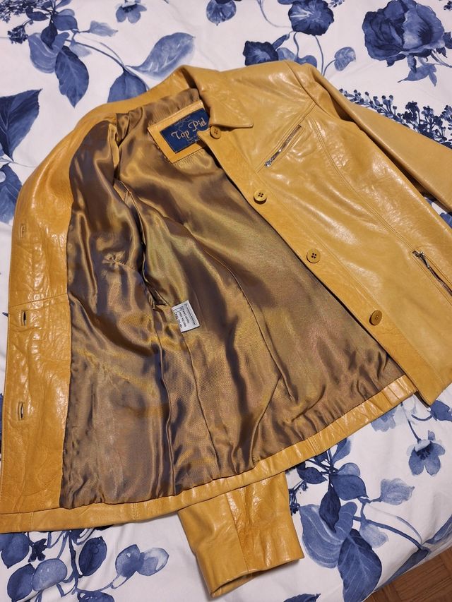 Chaqueta piel amarillo / mostaza