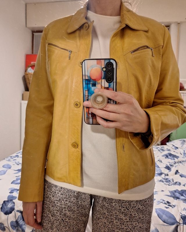 Chaqueta piel amarillo / mostaza
