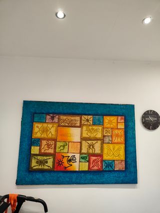 Quadro etnico Taino in tela ad olio .