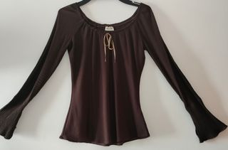 Blusa vintage bohemia marrón.Pimkie, S