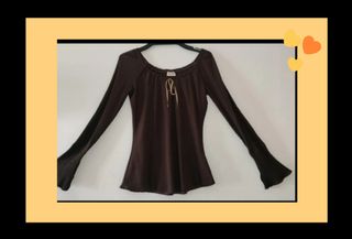 Blusa vintage bohemia marrón.Pimkie, S