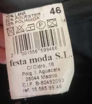 Abrigo talla 46 negro