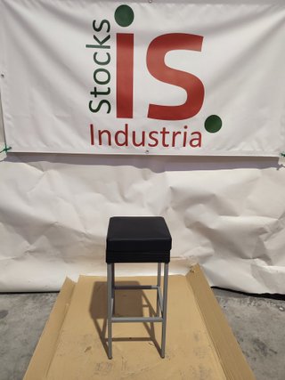 TABURETE ALTO DE PIES DE HIERRO Y ASIENTO DE CUERO