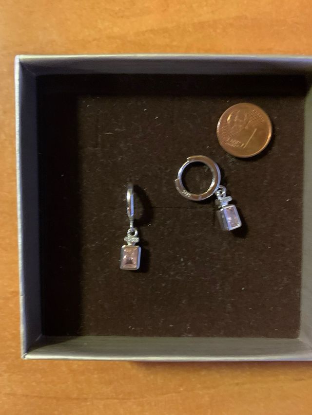 Pendientes plata piedra rosa