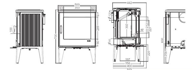 Estufa de leña fundición PEAK S esmaltada blanca