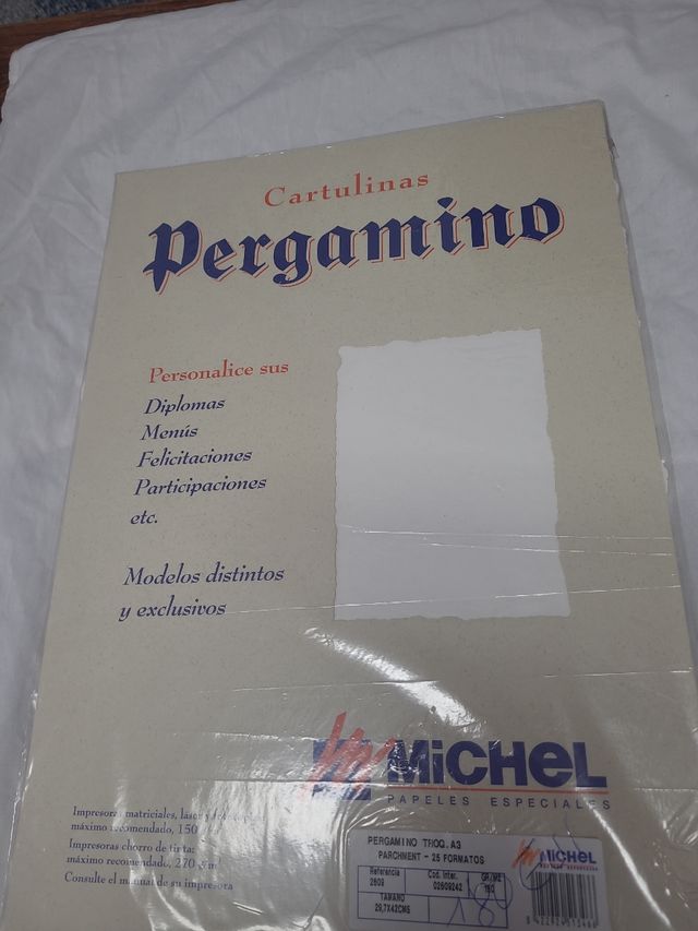 Cartulinas pergamino, se venden por unidades