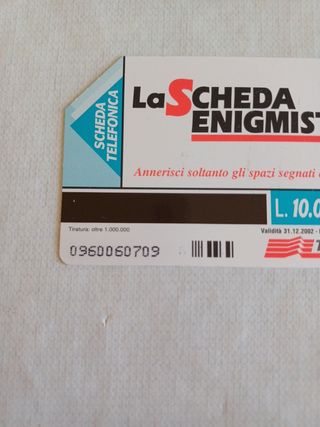 Scheda telefonica scheda Enigmistica