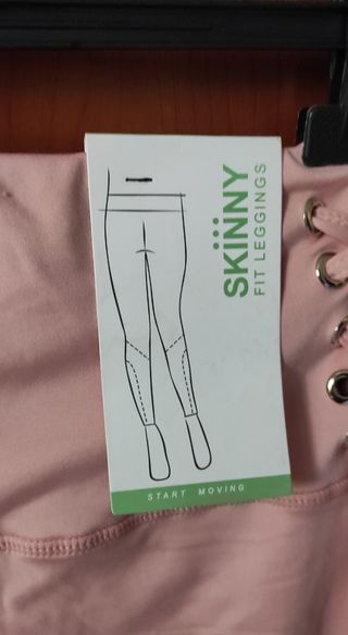Leggins rosa con stringhe, L/XL