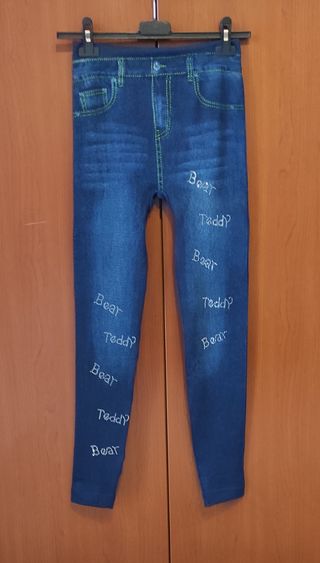 Leggins con effetto jeans stampato, M