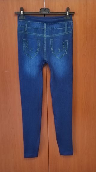 Leggins con effetto jeans stampato, M