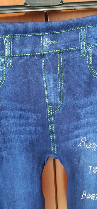 Leggins con effetto jeans stampato, M