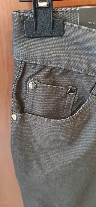 Pantaloni denim grigio/verdi, taglia 42
