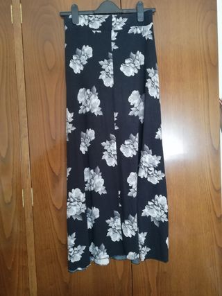 falda negra larga floral rosas s m