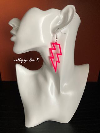 Lote pendientes rayo rosa fucsia rock star punk