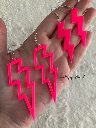 Lote pendientes rayo rosa fucsia rock star punk