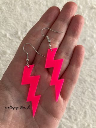 Lote pendientes rayo rosa fucsia rock star punk