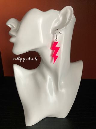 Lote pendientes rayo rosa fucsia rock star punk