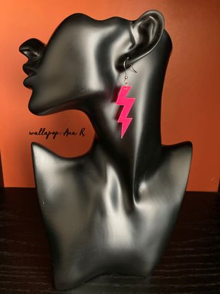 Lote pendientes rayo rosa fucsia rock star punk