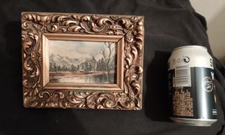 Óleo antigüedades cuadro miniatura de 19x15 cm.