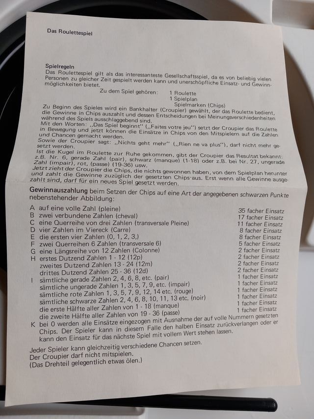 Juego de mesa Roulette en buen estado