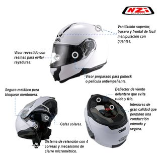 CASCO MOTO ABATIBLE NZI COMBI 2 DUO BLANCO GAFAS