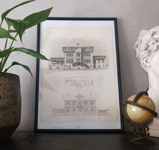 ANTIGUO GRABADO DE ARQUITECTURA 
