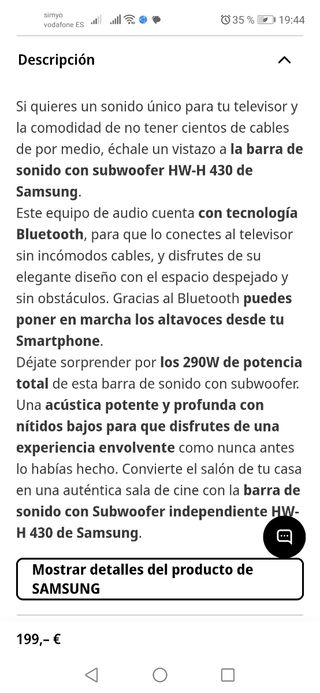 Barra de sonido Samsung hw h430