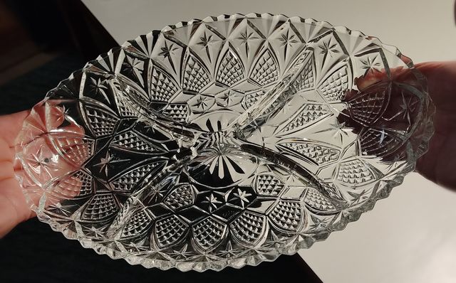 Bandeja de cristal tallado