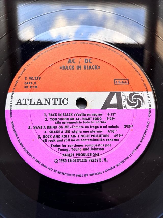Vinilo AC/DC Back in Black 1980