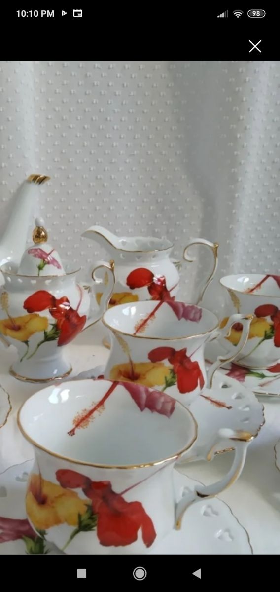 Juego té X6 LUMIERE Porcelana Belga.