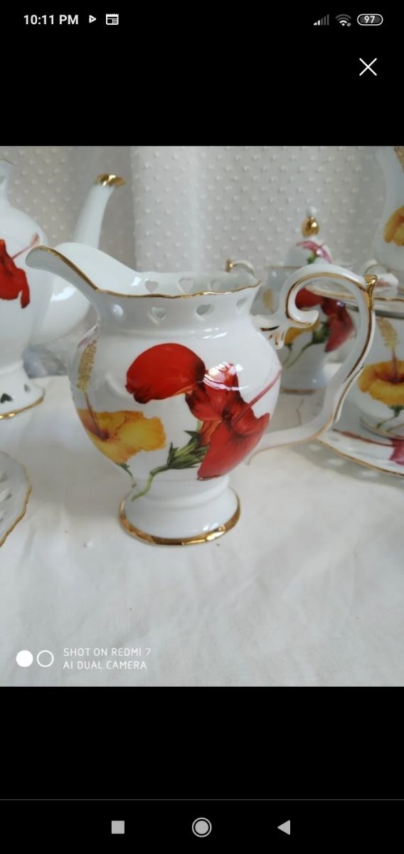 Juego té X6 LUMIERE Porcelana Belga.