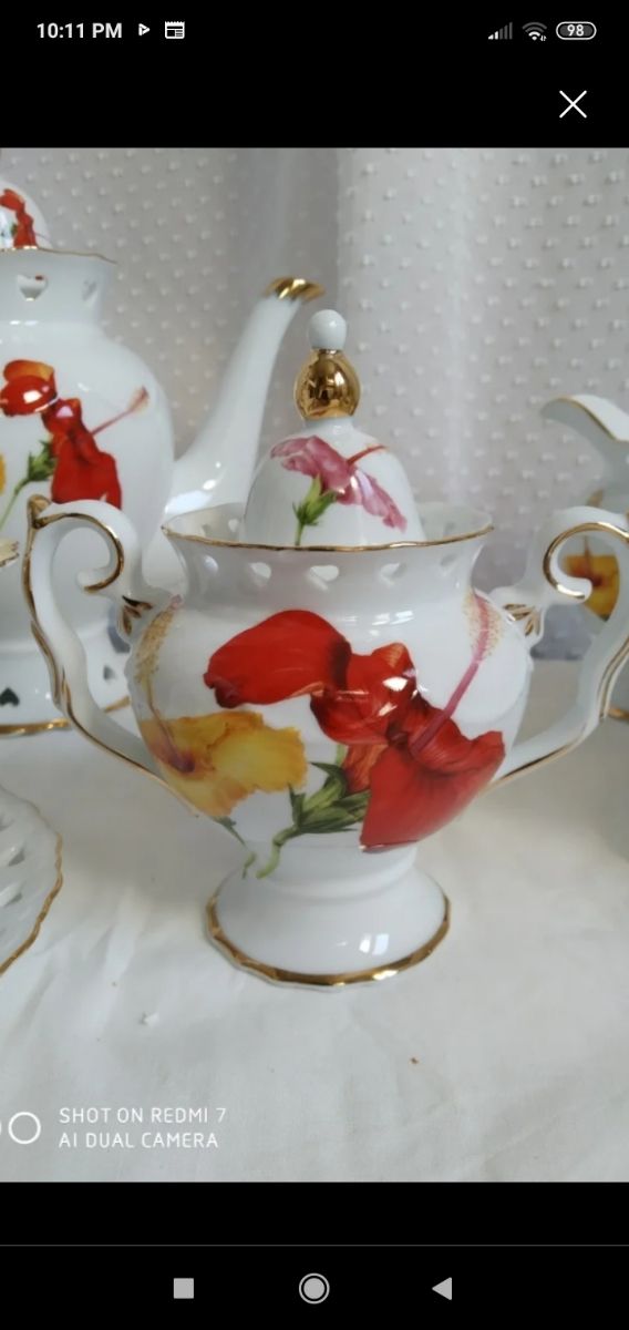 Juego té X6 LUMIERE Porcelana Belga.