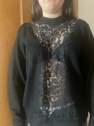 Jersey encaje negro zara sin estrenar