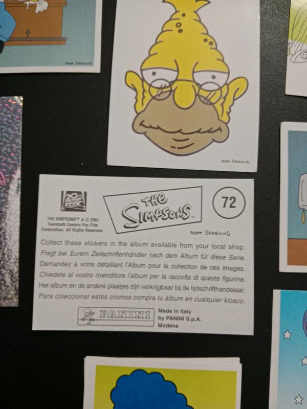 Lote de 10 cromos Los simpsons 2001