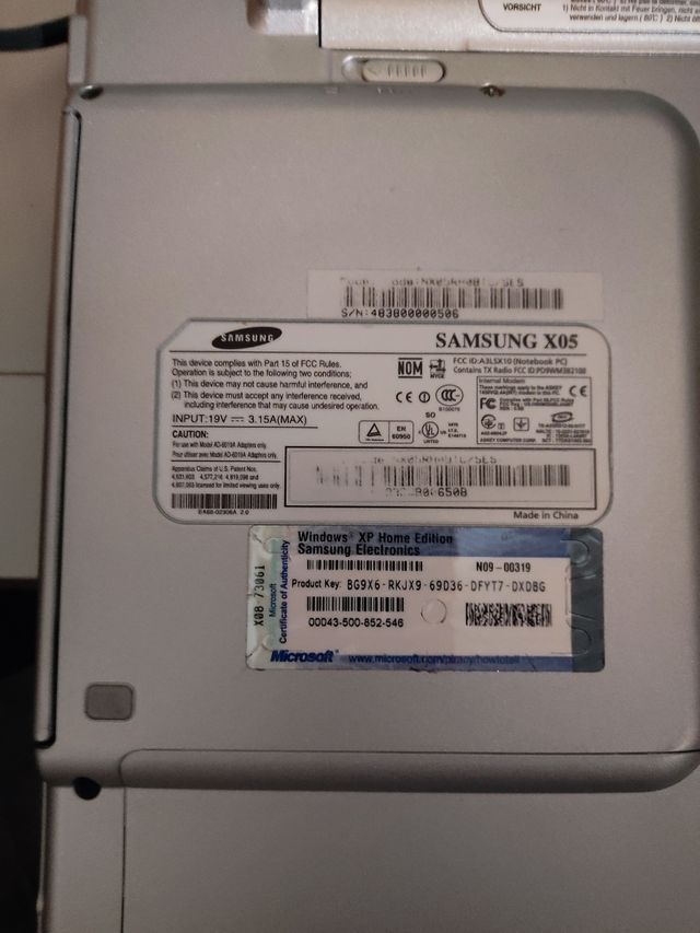 Portatil samsung x05