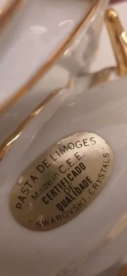 Estatueta palhaço pasta limoges e cristais swarovs