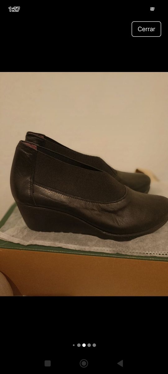 Zapatos LIMONE negro cuña piel- 40