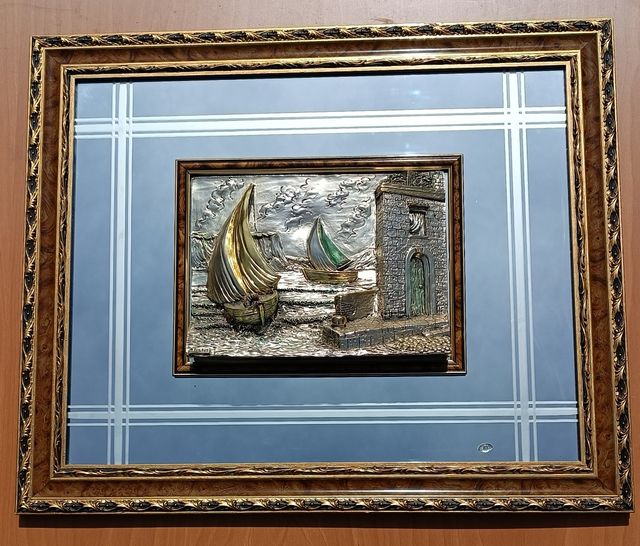 Cuadro espejo con relieve de plata 925