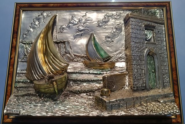 Cuadro espejo con relieve de plata 925