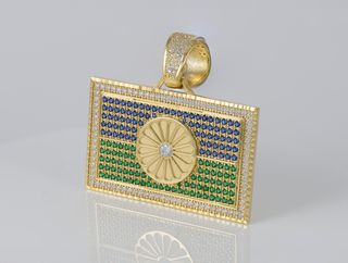 Colgante bandera gitana en oro 18k 750 y circonita